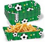 24 Boîtes à Frites Football Vertes - Boîte Pop Corn et Snacks pour Décoration Anniversaire Foot et Soirée Match - Barquette Frites Jetable en Carton pour Buffet Thématique, Vert