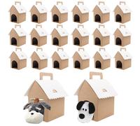 24 boîtes cadeaux pour chien, type cabane, pliables, 18x12x10 cm, avec couvercle blanc