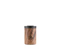 24 Bottles - Gobelet Isotherme en Acier Inoxydable 350 ml - Thermos Rond Réutilisable - Lot de 24 - Brown - Lettre - Bois de Séquoia Imprimé