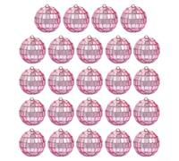 24 Boules Disco 3cm Ornement Sapin Noël 24 Boules Disco 3cm Ornement(Pink) | Effet disco dynamique, pour reflets , pour idéal pour soirées, pour mousse légère, facettes en verre poli