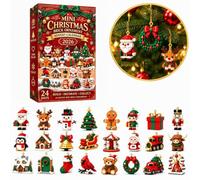 24 Calendrier de l’Avent 2D Mini Briques de Noël, Ornements Décoratifs | 24 Ornements 2D en Briques, 24 Décors Thématiques Uniques, Boucles de Suspension Intégrées, Montage DIY