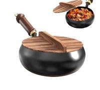 24 cm en fonte non revêtue | Induction par induction antiadhésive | Poêle plate avec couvercle et spatule, pot de ventre japonais, chinois pour électrique