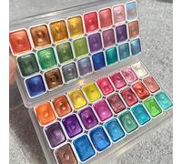 24 couleurs Ensemble de peinture à l'aquarelle de perle premium - Palette de paillettes métalliques pour artistes, peintures à l'aquarelle, fournitures d'art ABS