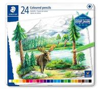 24 Crayons De Couleur - Beaux-Arts - Mine 3mm - Boîte Métal - Staedtler