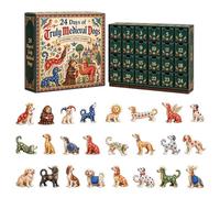 24 Days Of T-ruly Medieval Dogs, Medieval Dog Ornaments, Canine Calendar | Winter Medieval Dog Theme, 25cm, For Holiday Winter New Year Tree Decor