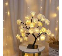 24 LED imitation Rose arbre lampe de table blanc chaud fée fleur off romantique Bureau lumière chambre salon partie mariage Valentine USB alimenté