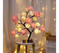 24 LED imitation Rose arbre lampe de table blanc chaud fée fleur off romantique Bureau lumière chambre salon partie mariage Valentine USB alimenté
