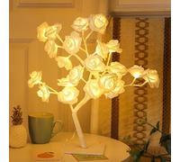 24 LED imitation Rose arbre lampe de table blanc chaud fée fleur off romantique Bureau lumière chambre salon partie mariage Valentine USB alimenté