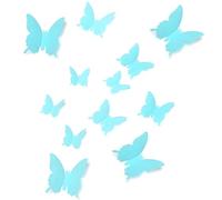 24 Papillons Autocollants Muraux Bleu Clair, Décoration Murale 3D en 3 Tailles pour Chambre Bébé et Fille, Stickers Muraux Papillon Amovibles pour Décoration de Chambre d'Enfant