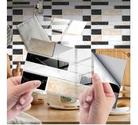 24 PCS Autocollant pour carrelage mural, Imperméable Stickers Carreaux , Convient pour la Cuisine, Salle de Bain（10x20cm）