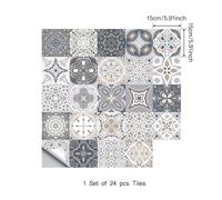 24 PCS Autocollant pour carrelage mural, Imperméables Stickers Carreaux , Convient pour la Cuisine, Salle de Bain（15x15cm）