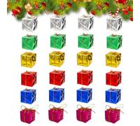 24 Pcs Mini Ornements Colorés de Boîte à Cadeau 2,5cm/0,98pouce Mini Enveloppée Boîtes Cadeaux Pendant Arbre de Noël Petites Boîtes Suspendues Décorations Faveurs de Fête pour Arbres de Noël Guirlande