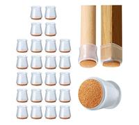 24 pcs Protection Pied De Chaise Silicone avec Feutre,Patin Chaise de Chaise en pour Pieds de Chaise Ronds et carrés, Bouchon Pied de Chaise pour éviter Le Bruit et Les Rayures-Transparent (Moyen