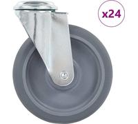 24 pcs Roulettes pivotantes à trou de boulon 125 mm