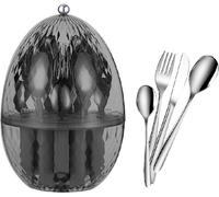 24 pcs. Set de couverts en acier inoxydable 18/10 dans une boîte à œufs Set de couverts à usage multiple Anthracite