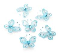 24 PCS Sheer Mesh Glitter Butterfly, Dark Purple Nylon Butterfly for Wedding Party Dress Decoration DIY Crafts