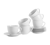 24 Piece Classique Blanc Cappuccino Cup & Saucer Set thé mugs à café 320ml blanc