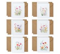 24 pièces/12 jeux de cartes de vœux florales, 6 designs différents, cartes d'anniversaire, cartes de célébration des fêtes et de bonne chance, cartes de bénédiction pour la remise des diplômes, convie
