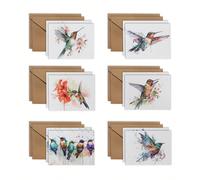 24 pièces/12 jeux de cartes de vœux thème colibri avec enveloppes, 6 designs différents, convient pour anniversaire, fête, célébration, félicitations, bonne chance. Cartes pour anniversaire, Saint-Val