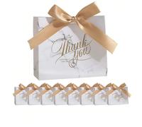 24 pièces/12 pièces/6 pièces Sacs-cadeaux blancs avec nœud papillon, sacs à bonbons mini, convient pour les fêtes, anniversaires, mariages, enterrements de vie de jeune fille, cadeaux pour les invités