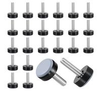24 Pièces Adjustable Patin Glisseur Meuble M6, 20 mm Bleu Patins en PTFE avec Filetage, Patin Meuble Filetage M6 pour Chaise Canapé Bureau Table