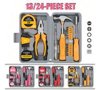 24 pièces Boîte à outils ménagère en acier, Kit d'outils pour le DIY, Nécessités pour la décoration et la maintenance quotidiennes, Cadeau créatif pour les dames 1 set d'outils manuels pour la maison,