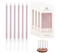 24 Pièces Bougies d'Anniversaire Fines et Décoratives,Bougies pour Gâteau d'Anniversaire,Décoration de Fête Élégante, Décorations de Gâteaux pour Fêtes d'Anniversaire et de Mariage(Or Rose)