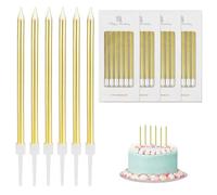 24 Pièces Bougies d'Anniversaire Fines et Décoratives,Bougies pour Gâteau d'Anniversaire,Décoration de Fête Élégante, Décorations de Gâteaux pour Fêtes d'Anniversaire et de Mariage(Doré)