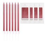 24 Pièces Bougies d'Anniversaire Fines et Décoratives,Bougies pour Gâteau d'Anniversaire,Décoration de Fête Élégante, Décorations de Gâteaux pour Fêtes d'Anniversaire et de Mariage(Rouge)