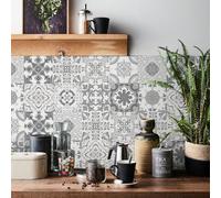 24 PIÈCES - Carrelage nordique pour la maison, sticker mural, autocollant vinyle pour la décoration de la maison, stickers muraux autocollants, style noir et blanc, cuisine, salle de bain, chambre à c