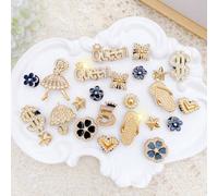 24 pièces Charms de chaussures en or, fille dansante, étoile à cinq branches, fleur, cœur, etc. Décorations de sabots DIY accessoires créatifs décontractés - Style de chaussures amusant, polyvalent et