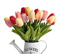 24 pièces de tulipes artificielles multicolores en latex au toucher réaliste pour bouquets à faire soi-même, fête de mariage, fête prénatale, décoration de la maison
