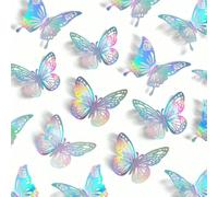 24 pièces Décoration murale papillon découpée au laser, 2 styles 3 tailles, papillons amovibles pour décoration de gâteau, autocollants d'anniversaire, décoration de la maison, décoration printanière,