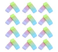 24 Pièces Gomme Bicolore Biseautée pour Élèves, Caoutchouc | Pointe Inclinée, Format Portable, Outil Polyvalent, Fournitures Scolaires Bureau