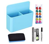 24 Pièces Marqueur Tableau Blanc Effacable Set avec 10 Feutre Tableau Blanc Effacable 1 éponges Magnétiques 1 porte-stylos Magnétiques et 12 Aimants pour Maison Bureau École