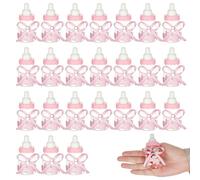 24 pièces mini biberons, biberons de bonbons remplissables en vrac avec ruban pour garçons filles fournitures de fête baptême baptême anniversaire décoration.