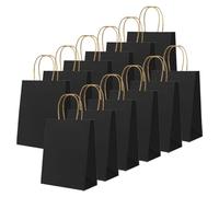 24 Pièces Noir Sacs en Papier Kraft avec Poignées,16 x 22 x 8 cm Cadeaux en Papier Petits sacs de Transport Emballage Cadeau Sac Kraft sacs de Fête pour la Nourriture, la Pâtisserie, le Shopping