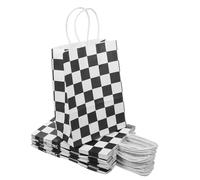 24 Pièces Paquet Présents à Carreaux Noir et Blanc | Papier, Réutilisables et Faciles à Porter, Poignées Pratiques, pour Décorations de Voitures de Course