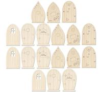 24 Pièces Porte Miniature de Fée en Bois, Lot Artisanal | Surface Lisse Polie, Beige , pour Projets Créatifs, Scènes Photo, Usage Extérieur, Finition Délicate