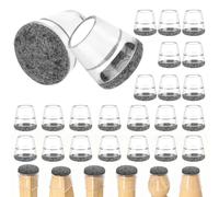 24 Pièces Protege Pied De Chaise, avec Feutre Gris, pour Planchers en Bois | Patin De Chaise Silicone, Pour un Diamètre De 15-18 Mm, Silencieux, Résistant à L’Abrasion, Transparent