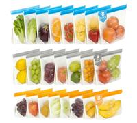24 Pièces Sac Congelation Reutilisable avec Zip, Sac de Congelation en Silicone sans BPA, Sacs à Sandwich, Sacs Alimentaires Réutilisables pour La Conservation Congélateur et Voyage