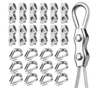 24 Pièces Serre Cable Acier M4 et Cosses,Serre Cable Inox Serre-Câbles Duplexs 4mm,Pinces de Câble Métalliqu en Acier Inoxydable pour Cables Acier 2-3mm,Corde à Linge,Voiles de Soleil