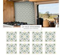 24 pièces/set Autocollants de carrelage motif vintage français radiant, 10/15/20 cm, imperméables et résistants à l'huile, pour la décoration de la maison, le dosseret de cuisine et la rénovation des 