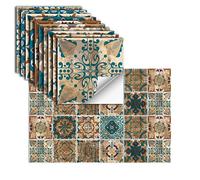 24 Pièces Stickers Carrelage Auto-AdhéSif Vinyle ÉTanche Stickers Muraux Pour Cuisine Salle De Bains Carrelage Mur CheminéE Placard DéCoration Autocollants,HZ-43,10x10cm