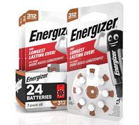 24 piles auditives Energizer pour appareils auditifs intra-auriculaires, taille 312, marron, sans mercure - 3 emballages de 8 piles