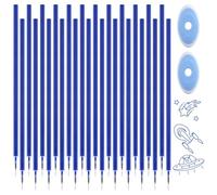 24 recharges effaçables bleues + 2 gommes pour stylos, compatibles | avec les stylos Legami, pointe 0,7 mm, longueur 13 cm, stylos roller effaçables, facile à effacer (bleu)