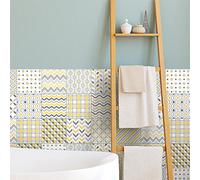 24 Stickers adhésifs carrelages | Sticker Autocollant Carreaux de ciment - Mosaïque carrelage mural salle de bain et cuisine | Carreaux de ciment adhésif mural - azulejos - 15 x 15 cm - 24 pièces