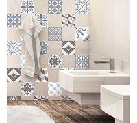 24 Stickers adhésifs carrelages | Sticker autocollant Carrelage - Mosaïque carrelage mural salle de Bain et Cuisine | Carrelage Adhésif - Portugais - 10 x 10 cm - 24 Pièces