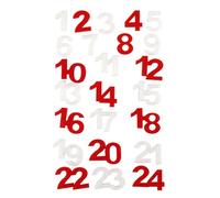 24 stickers chiffres en feutrine rouge et blanc - 2 cm