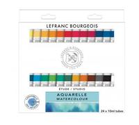 24 Tubes De Peinture Aquarelle - Etude Studio - Lefranc Bourgeois - 10ml